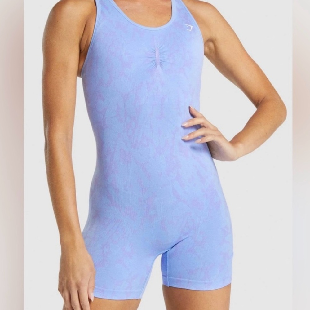 Gymshark Adapt Animal Seamless All In One - Butterfly Light Blue Size S [A-27]